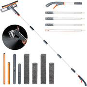 eazer 89’’ Spray Window Washer Kit - 3-in-1 Squeegee Cleaner with Extension Pole, Microfiber & Chenille Cloth for Indoor and Outdoor Use