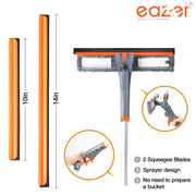 eazer 89’’ Spray Window Washer Kit - 3-in-1 Squeegee Cleaner with Extension Pole, Microfiber & Chenille Cloth for Indoor and Outdoor Use