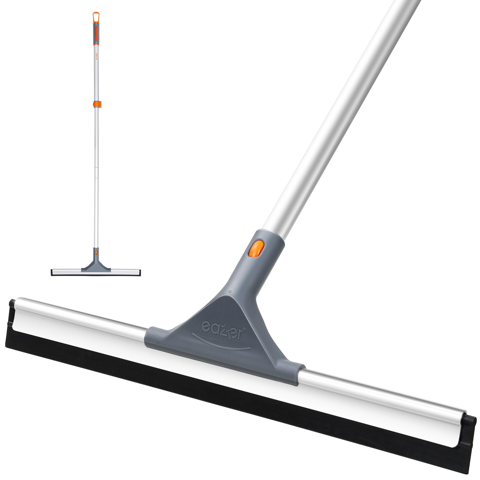 Eazer Floor Squeegee Broom - Heavy Duty Scrubber with 50.3'' Extendable Aluminum Pole and Rubber Blade