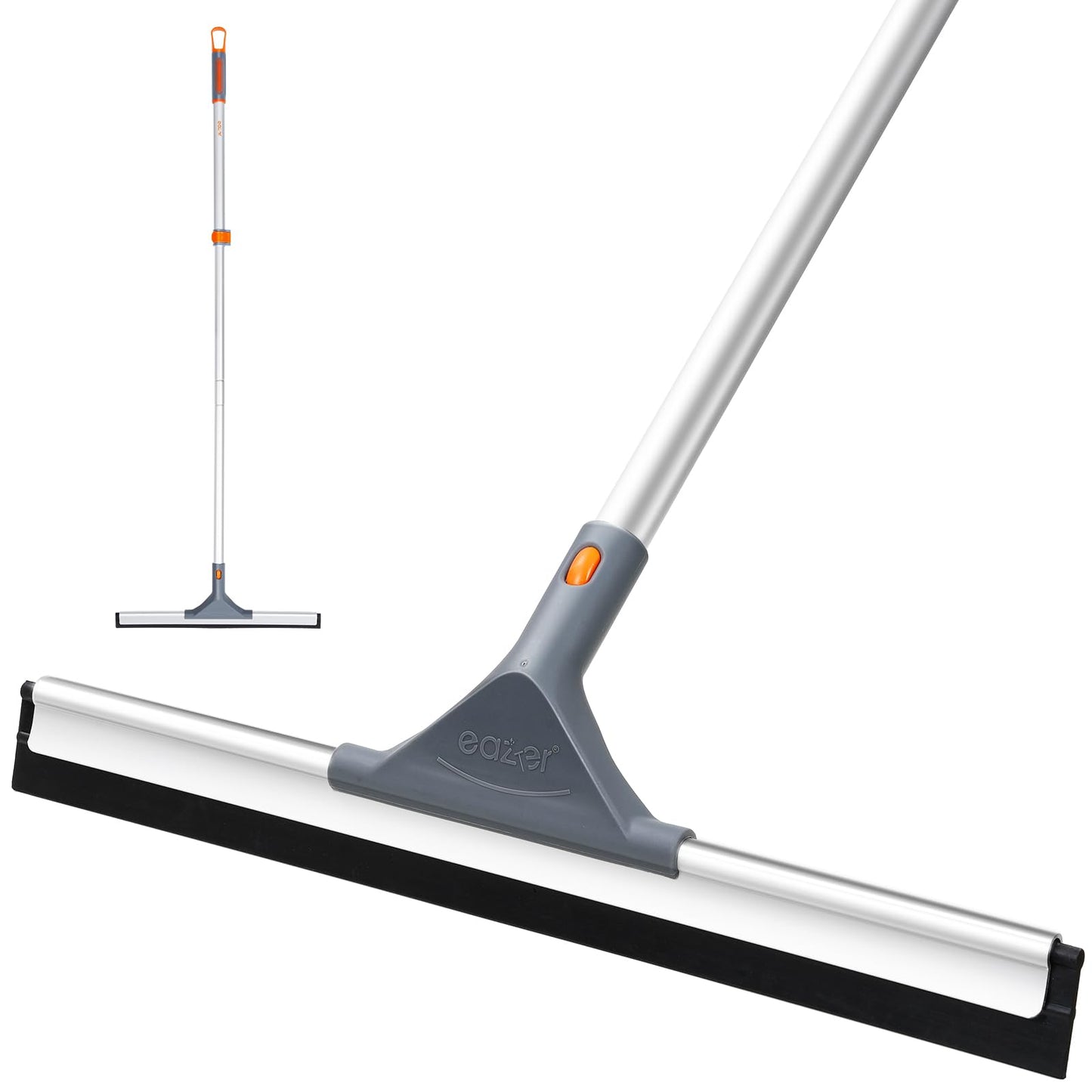 Eazer Floor Squeegee Broom - Heavy Duty Scrubber with 50.3'' Extendable Aluminum Pole and Rubber Blade