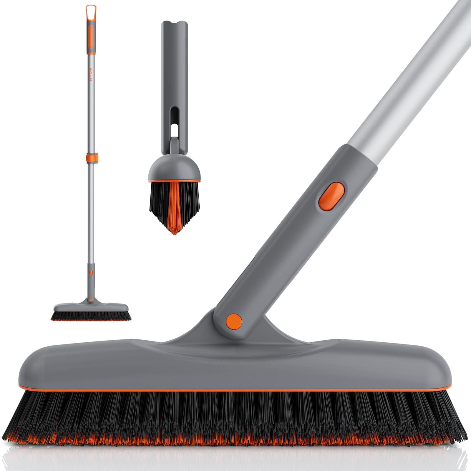 Eazer Grout Brush with Long Handle, 180°Rotation Tile Grout Cleaning Brush, V-Shape Shower Scrubber Cleaner, Stiff Bristle