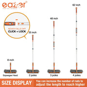 Eazer 64'' Squeegee Window Cleaner 2 in 1 Rotatable Window Cleaning Tool Kit with Telescopic Pole