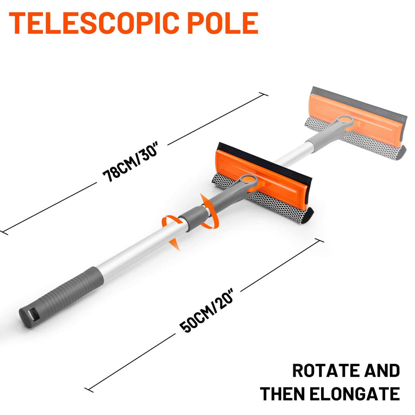 Eazer Professional Window Squeegee with Rotatable Design and Extension Pole