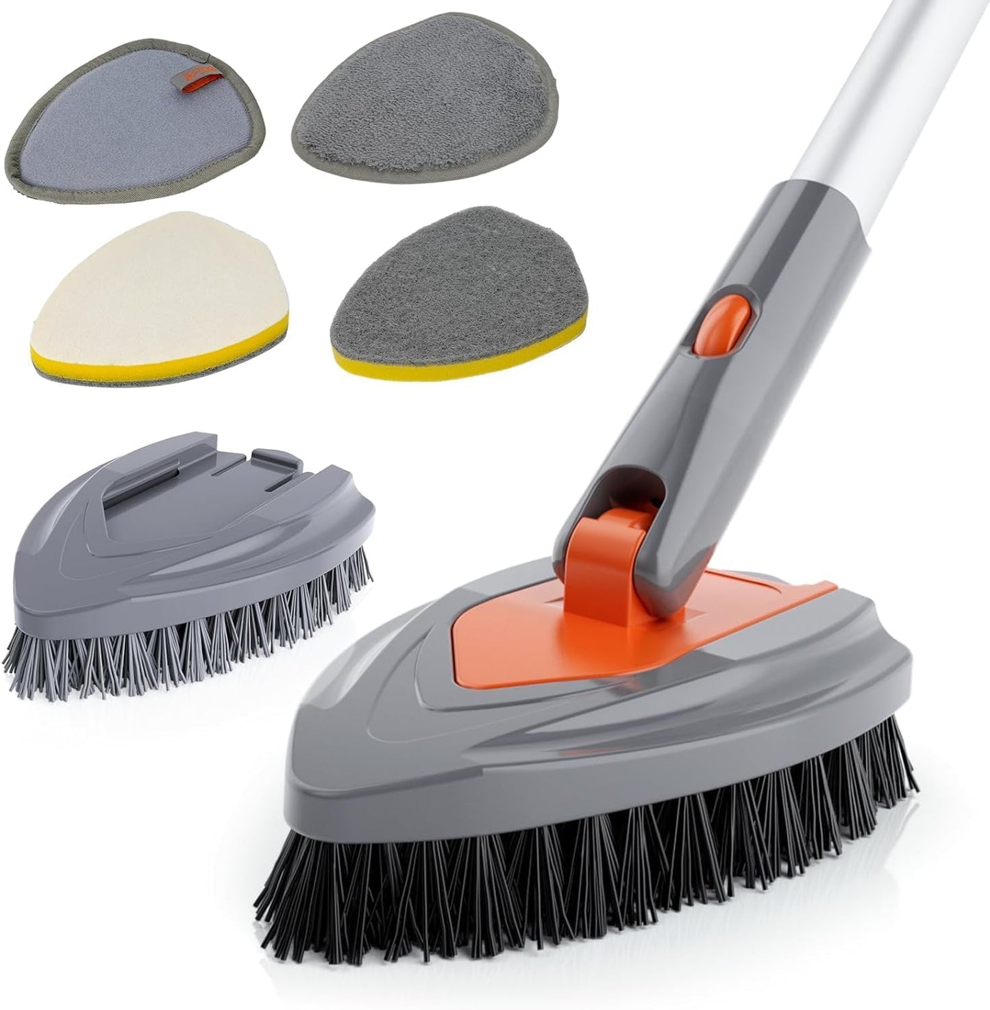 Eazer 4-in-1 Long-Handled Tub Scrubber - Versatile Shower and Bathroom Cleaning Brush