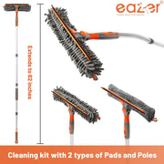 Eazer Squeegee Window Cleaner 2 in 1 Rotatable Window Cleaning Tool Kit, 62‘’ Window Washing Equipment with Bendable Head