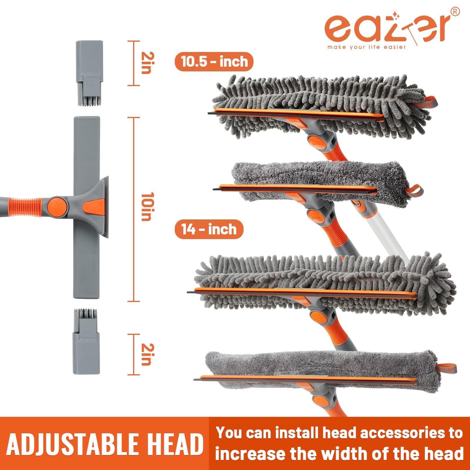 Eazer 64'' Squeegee Window Cleaner 2 in 1 Rotatable Window Cleaning Tool Kit with Telescopic Pole
