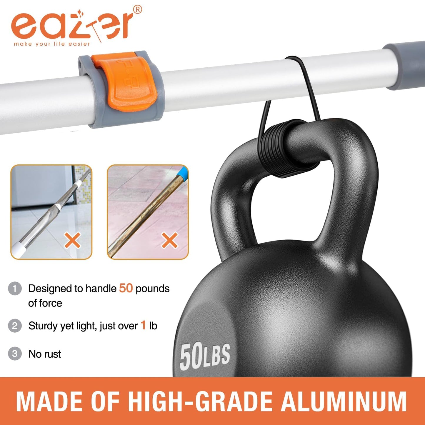 Eazer 64'' Squeegee Window Cleaner 2 in 1 Rotatable Window Cleaning Tool Kit with Telescopic Pole