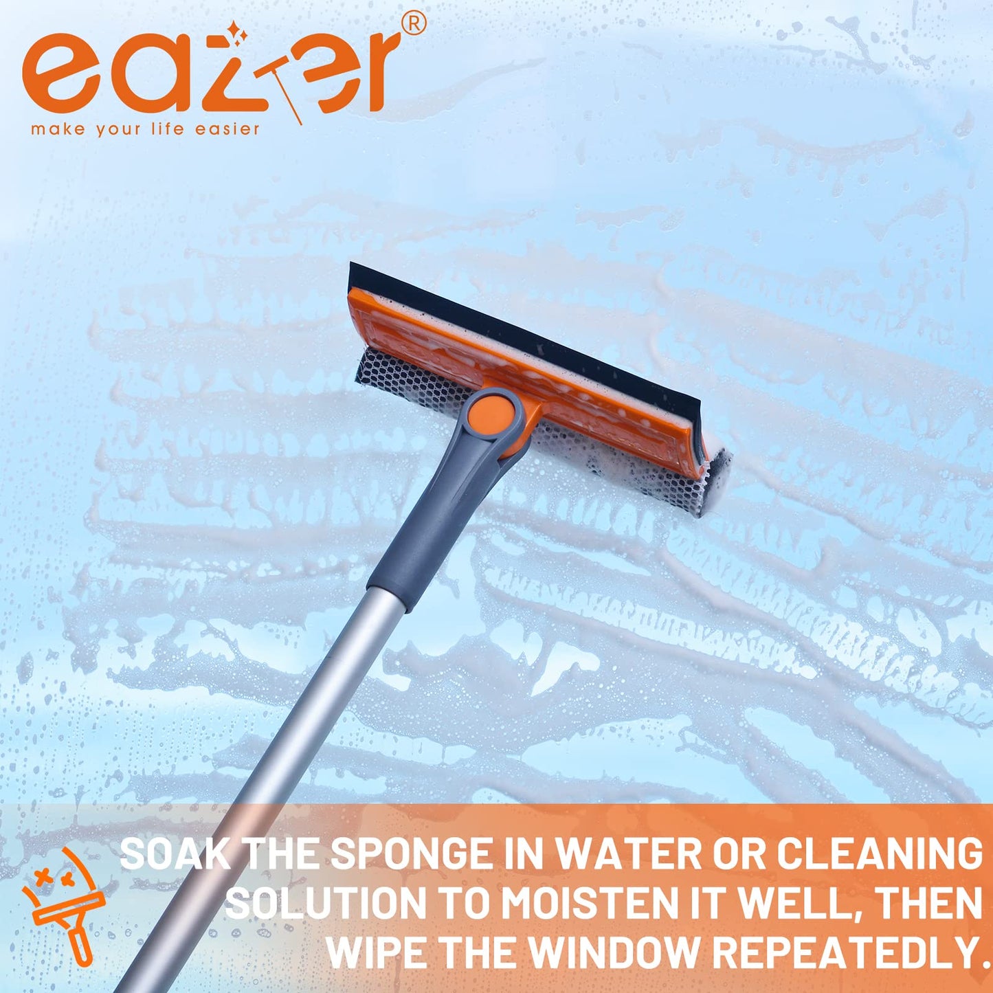 Eazer Professional Window Squeegee with Rotatable Design and Extension Pole
