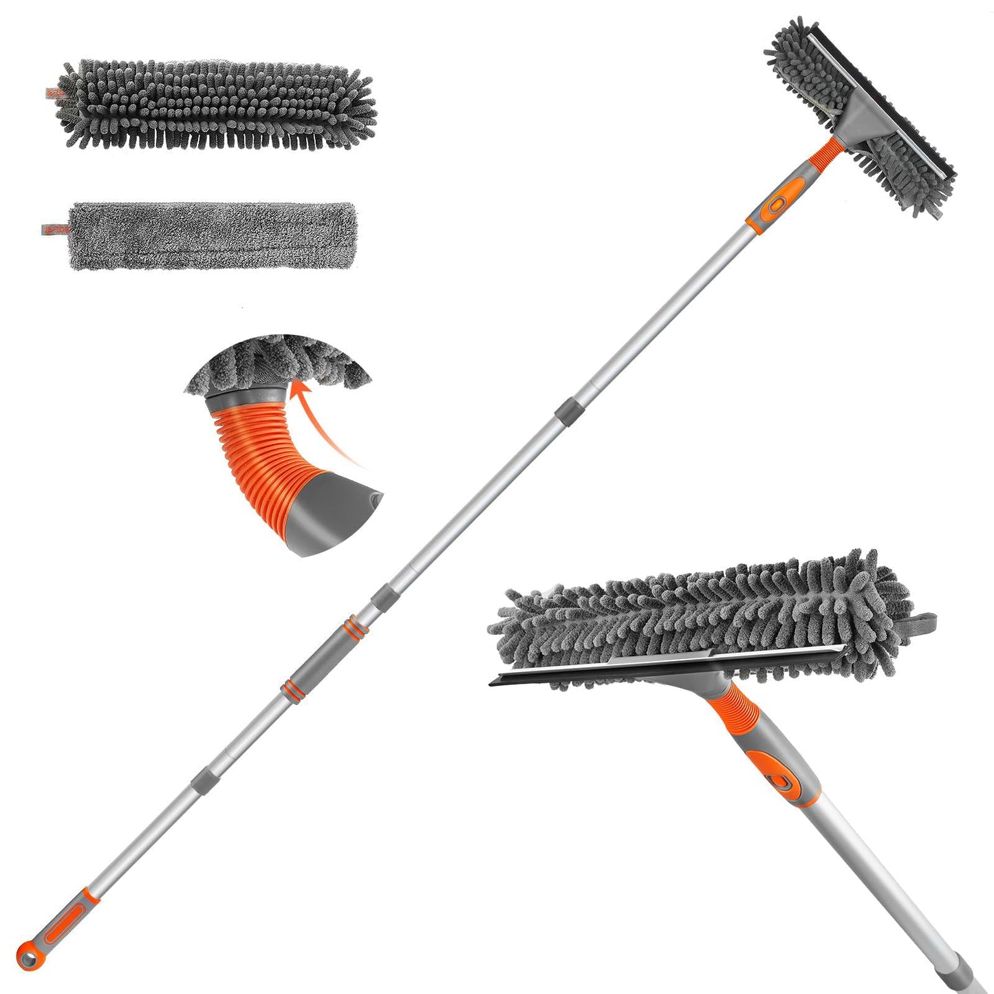 Eazer Window Squeegee Cleaner - 2 in 1 Window Cleaning Tool Kit, 62inch Extension Pole