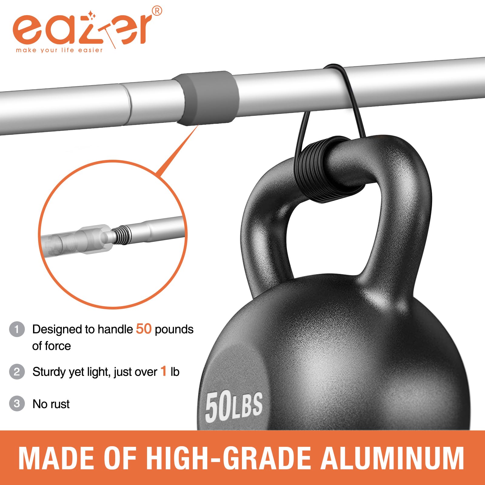 Eazer 2-in-1 Window Cleaner Tool, 64'' Window Squeegee Kit with Telescopic Pole, Window Washing Kit with Rotatable Bendable Head(Threaded + Telescopic)