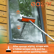 Eazer 46'' Professional Window Cleaner Tool with 2-in-1 Rotatable Squeegee and Extension Pole