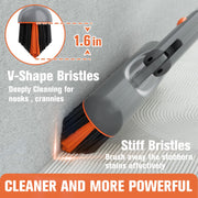 Eazer Grout Brush with Long Handle, 180°Rotation Tile Grout Cleaning Brush, V-Shape Shower Scrubber Cleaner, Stiff Bristle