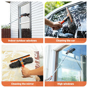 Eazer 64'' Squeegee Window Cleaner 2 in 1 Rotatable Window Cleaning Tool Kit with Telescopic Pole