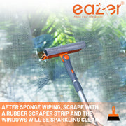 Eazer Professional Window Squeegee with Rotatable Design and Extension Pole
