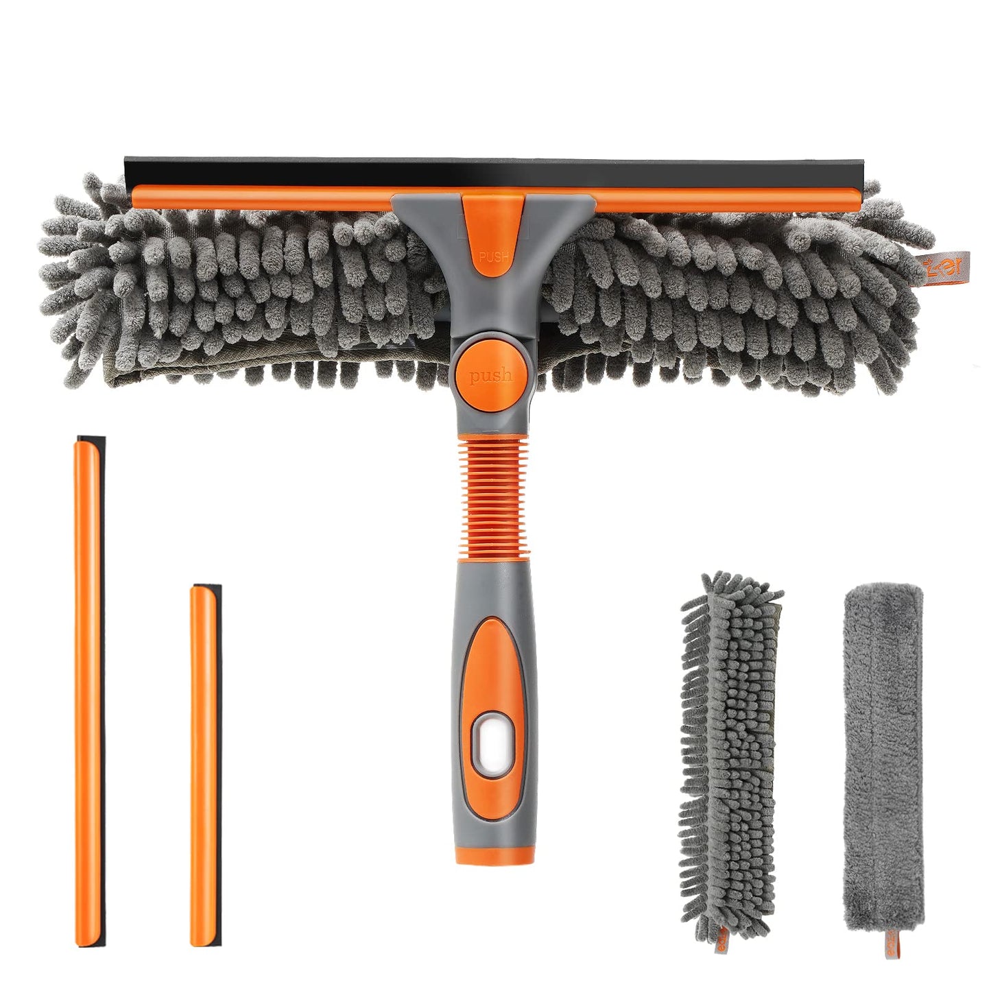 Eazer Window Squeegee and Scrubber Combo Tool Attachment Kit - Pole Not Included.