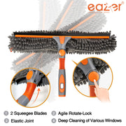 Eazer Window Squeegee and Scrubber Combo Tool Attachment Kit - Adjustable 10.5/14-Inch Head