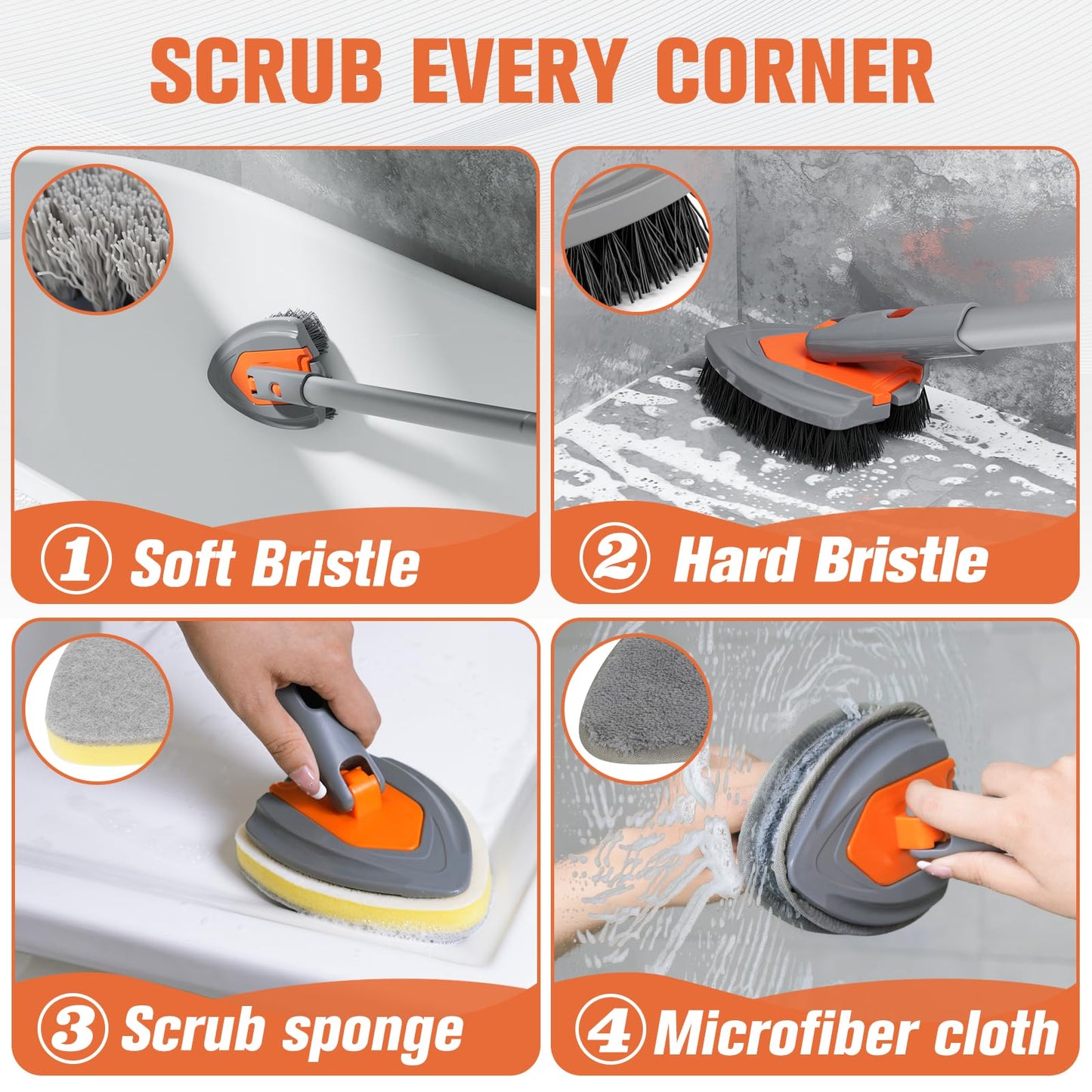 Eazer 180° Rotation 4-in-1 Bath Scrubber - The Ultimate Cleaning Tool