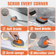 Eazer 180° Rotation 4-in-1 Bath Scrubber - The Ultimate Cleaning Tool