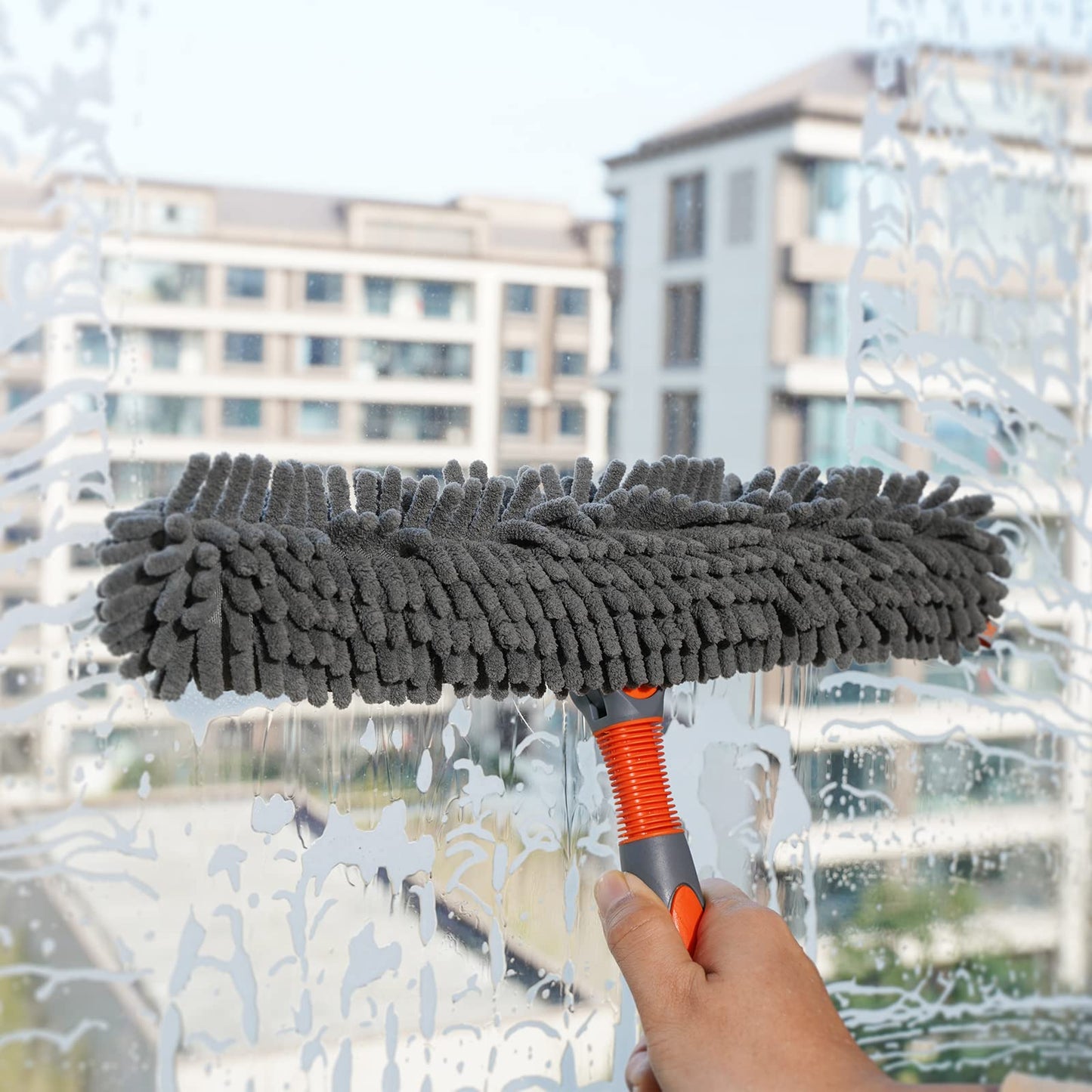 Eazer Window Squeegee and Scrubber Combo Tool Attachment Kit - Adjustable 10.5/14-Inch Head