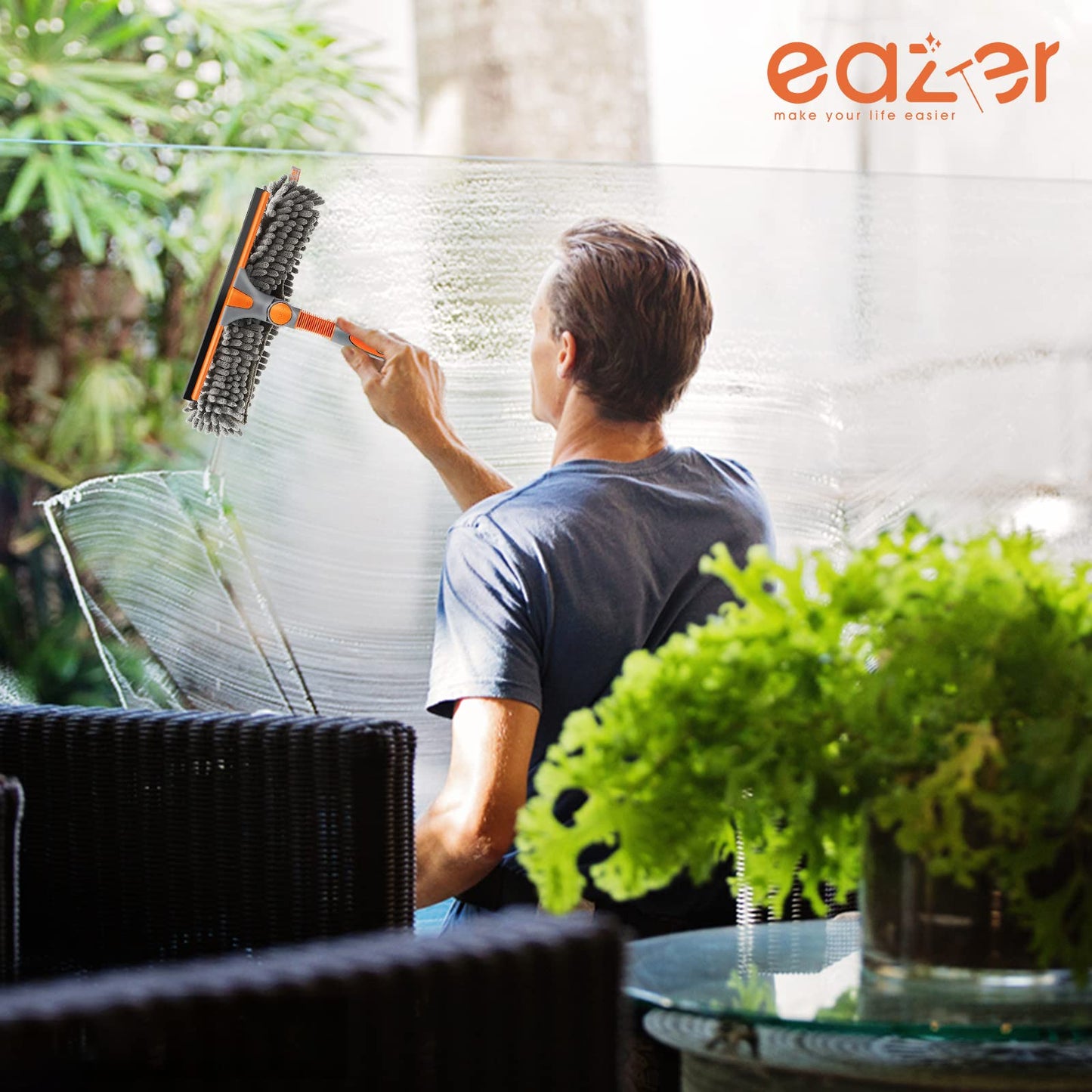 Eazer Window Squeegee and Scrubber Combo Tool Attachment Kit - Pole Not Included.